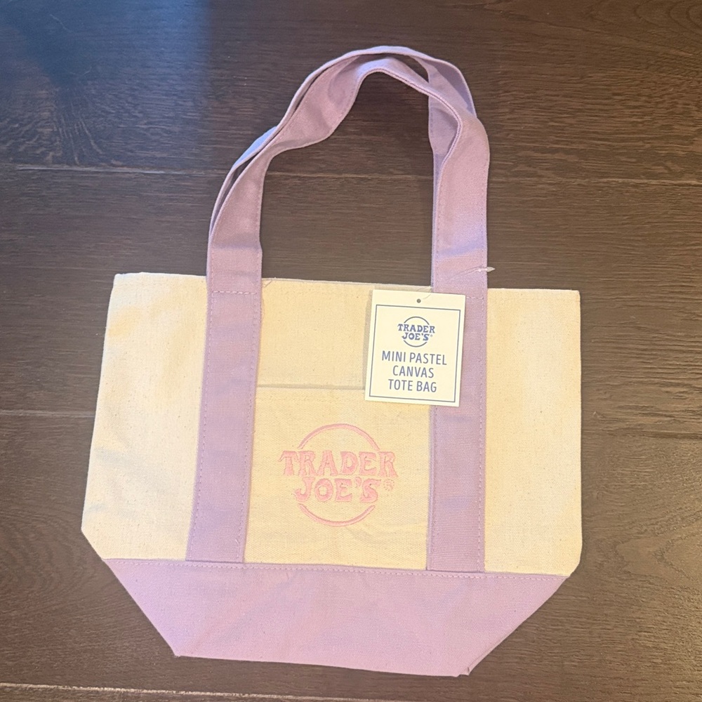 Trader Joe’s Mini Canvas Tote Bag Pastel Purple - NWT